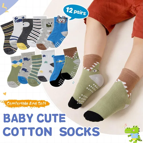 Miniatura 3 de DoSmart 12 pares de calcetines de algodón transpirable con dibujos animados para bebés y niños pequeños