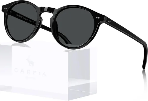 Miniatura 9 de CARFIA Gafas de sol redondas de acetato para hombre, polarizadas, protección UV, gafas de sol clásicas retro CA5289L