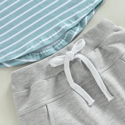 Miniatura 13 de Conjunto de ropa de verano para niños pequeños, 2 piezas, camiseta de manga corta con cintura elástica