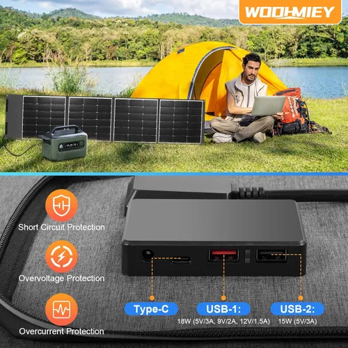 Miniatura 6 de Kit de panel solar plegable portátil de 200 W, cargador solar flexible de alta eficiencia con tasa de conversión del 24%, con soporte y controlador