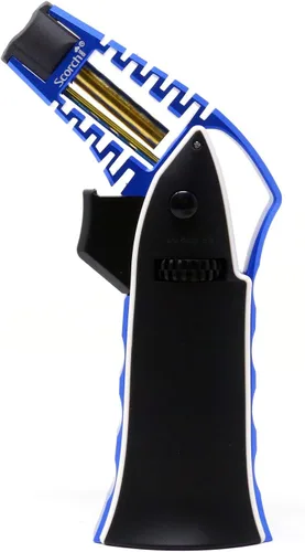 Miniatura 11 de Antorcha Scorch Torch CNC maquinada de 17,14 cm de alto, antorcha de llama de aluminio portátil ajustable recargable con butano en caja de regalo