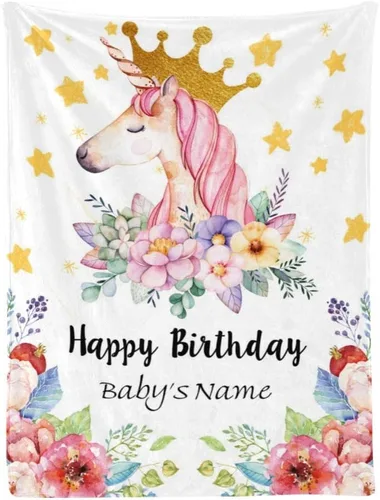 Miniatura 15 de Mantas de bebé personalizadas de unicornio con nombre/texto, mantas de bebé personalizadas para niña y niño, manta de forro polar negro súper suave