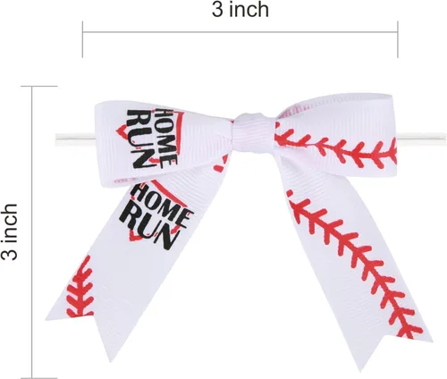 Miniatura 2 de Meseey 30 lazos de cinta impresos de béisbol de 3 pulgadas, lazos pequeños para envolver regalos, baby shower, boda, recuerdos de fiesta, paletas