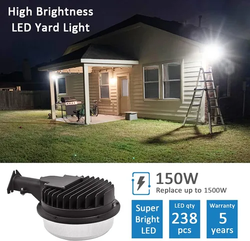 Miniatura 3 de Luz LED de granero 150W, luz de patio al aire libre del atardecer al amanecer con fotocélula súper brillante 22,500lm 5000K luz diurna, reemplazo