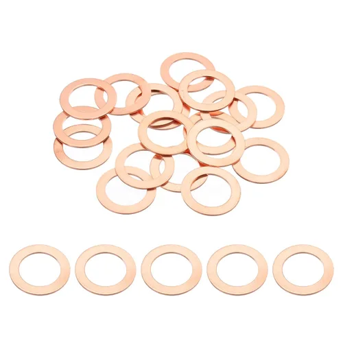 Miniatura 7 de PATIKIL Arandelas de cobre M12, arandelas de cobre M12 de 0.472 x 0.709 x 0.059 in de cobre, arandelas planas métricas, kit surtido de arandelas