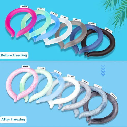 Miniatura 7 de 2 tubos de enfriamiento de cuello, enfriadores de hielo reutilizables para el cuerpo, enfriadores de cuello para clima caliente (negro)