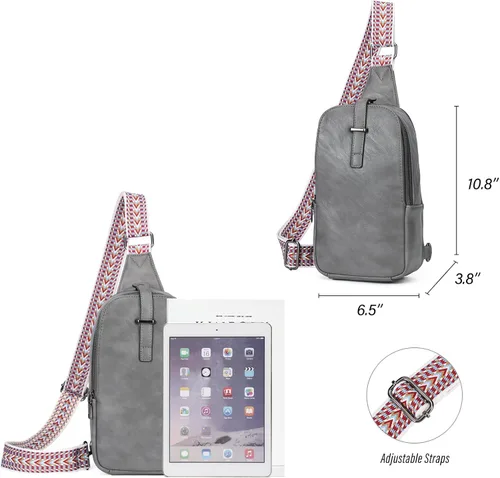 Miniatura 3 de KouLi Buir Bolso bandolera pequeño para mujeres y hombres, cangurera de piel sintética, bolsa cruzada con correa de guitarra