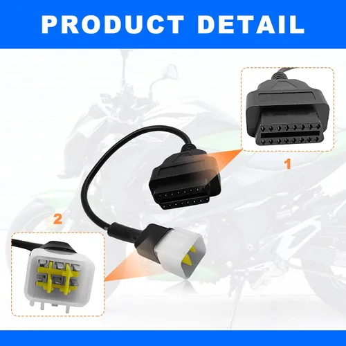 Miniatura 3 de Adaptador de diagnóstico OBD OBD2 de 6 pines, motocicleta Delphi, conector de cable de herramienta de diagnóstico OBD compatible con Z900RS / Z800
