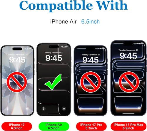 Miniatura 6 de Mothca Protector de pantalla de privacidad mate para iPhone Air [6.5 pulgadas] con herramienta de fácil instalación, antiespía antirreflejos