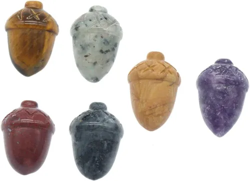 Happyyami 6 piezas de conos de pino de piedra para regalo de cristal curativo, decoración de macetas de roca de cristal, conos de pino, adorno