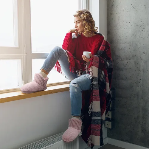 Miniatura 7 de HOMEHOT Pantuflas de invierno para mujer, cálidas, cómodas, suaves, forro de piel sintética, con forro polar