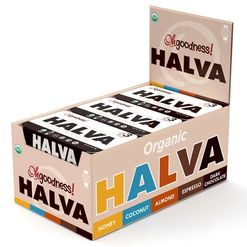 Miniatura 18 de OhGoodness! Halva de miel orgánica, paquete de 3, solo dos ingredientes simples, aperitivo y postre para derretir en la boca, golosina endulzada