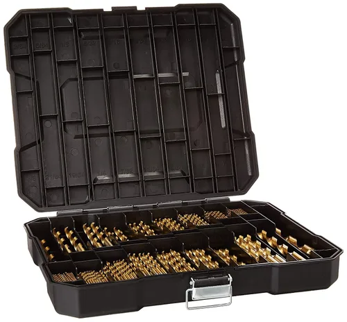 Juego de 230 brocas helicoidales de titanio, acero de alta velocidad con punta de 135°, tamaño de 3/64" hasta 1/2", ideal para perforación en