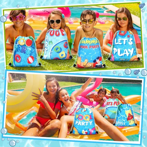 Miniatura 2 de Marsui 24 piezas Bolsas de regalo con cordón para fiesta en la piscina, bolsas de golosinas para regalos de fiesta, bolsas de dulces para regalos