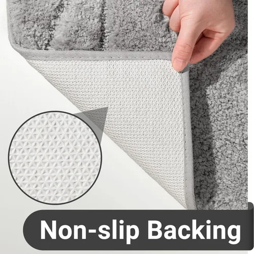 Miniatura 6 de DEXDE Alfombras de baño, alfombra de baño de microfibra lanuda de felpa suave, alfombras de baño antideslizantes para pasillo de suelo de baño, Gris