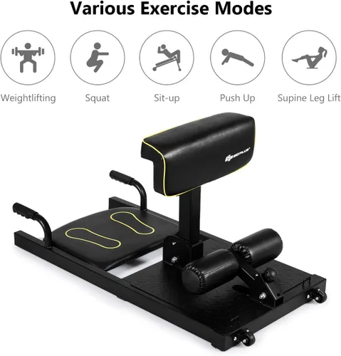 Miniatura 7 de Goplus Máquina de sentadillas profundas, 8 en 1 Sissy Squat Fitness Equipo funcional de entrenamiento de entrenamiento para sentarse y empujar hacia