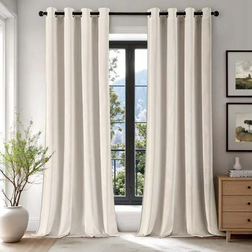 Miniatura 45 de EMEMA Juego de 2 paneles de cortinas de terciopelo de 63 pulgadas, con pestaña trasera y bolsillo para barra, cortinas con aislamiento térmico