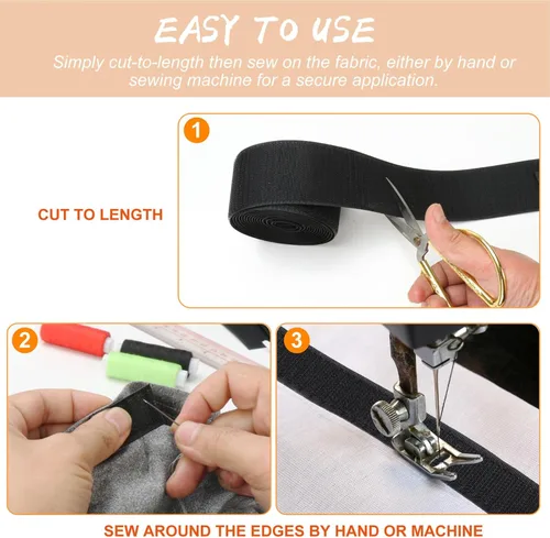 Miniatura 6 de Cinta para coser para ropa y telas, tiras de gancho y bucle trasero no adhesivas, sustituto de broches y botones, tiras cortadas a longitud