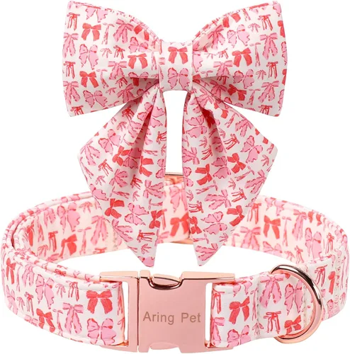 Miniatura 30 de ARING PET Collar de perro con corbatín, collares de terciopelo para perros con corbatín extraíble, collar de lazo ajustable para perros hembras