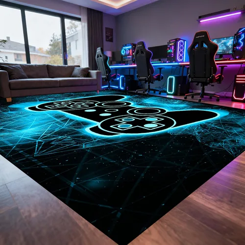 Miniatura 28 de BATATADOCE Alfombras de videojuegos para dormitorio de niños, alfombras para sala de juegos, decoración de juegos para niños, alfombra de área