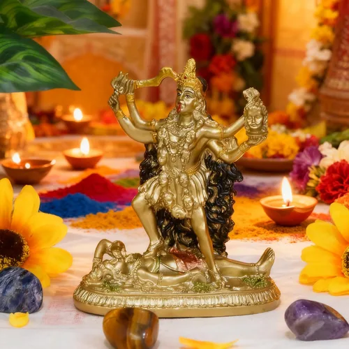 Miniatura 3 de BangBangDa Escultura de estatua de la diosa hindú Kali, ídolo antiguo decorativo de dios indio, figura de la diosa india del tiempo y la muerte