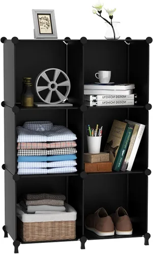 Miniatura 8 de AWTATOS Organizador de Almacenamiento en Cubos, Estantes de Cubos de Almacenamiento Estantería, 6 Cubos Organizadores de Closet y Almacenamiento