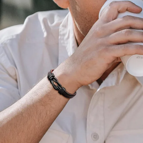 Miniatura 2 de Pulsera de cuero trenzado para hombre, regalo para hombres, marido, novio, papá, hijo, nieto, hermano, cumpleaños, día del padre, aniversario