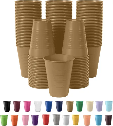 Miniatura 22 de Exquisitos vasos de plástico Party Solids de 12 onzas para suministros de fiesta, paquete de 50 vasos desechables amarillos de plástico, vasos