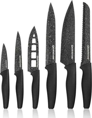 Miniatura 2 de Nutriblade - Juego de cuchillos con bloque de Granitestone de cocina profesional, 6 piezas, cuchillas de acero inoxidable ultra afiladas