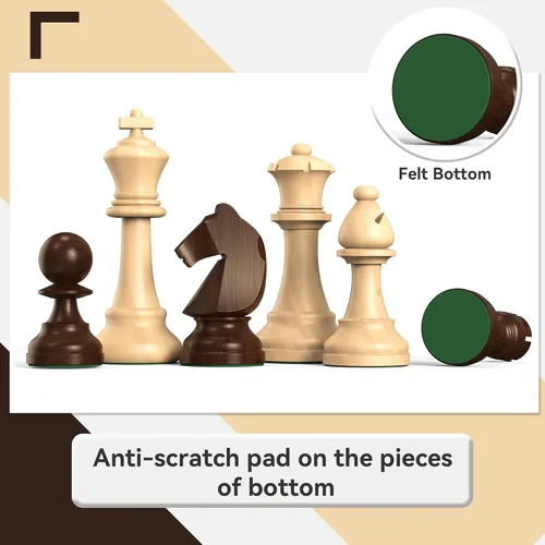 Miniatura 4 de doowroodni Piezas de ajedrez de madera grandes de 3.75 pulgadas con rey de lujo Staunton de madera con 2 reinas extra para juego de mesa de ajedrez