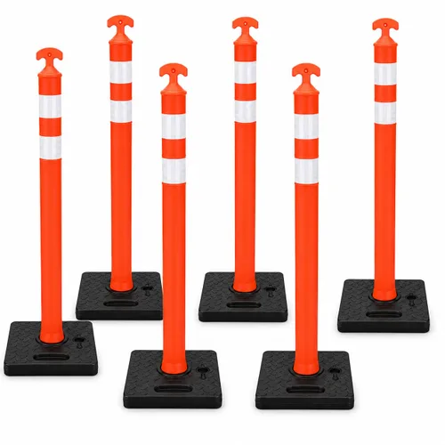 Miniatura 11 de BESEA 6 Pack 36" Traffic Delineator Cones with Water-Fillable Base, Orange Reflective Safety Delineator Posts for Construction, Parking Lots, Road