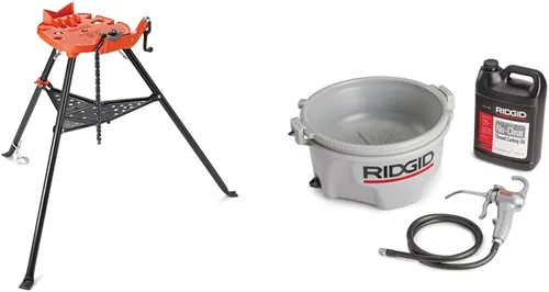 RIDGID 36273 460-6 TRISTAND Tornillo de cadena y RIDGID 10883 modelo 418 engrasador con aceite de corte de rosca prémium