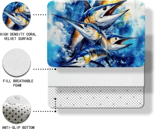 Miniatura 6 de Alfombras de baño antideslizantes con diseño de llamas de dibujos animados para baño, decoración de alpaca verde azulado, extrasuave y absorbente