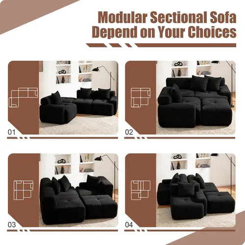 Miniatura 3 de Sofá modular modular de 104 pulgadas, moderno sofá en forma de L, relleno de sofá deshuesado con resorte y espuma, material suave de celosía de piña