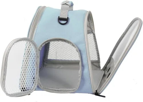 Miniatura 3 de Mochila Portadora de Conejo de Indias, Mochila Transparente con Ventana de Burbujas para Conejo de Indias, Conejito, Rata, Pájaro (Azul, Portadora)