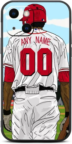 Miniatura 36 de Funda negra con nombre y número personalizable de camiseta de béisbol para iPhone 14 13 12 11 Xs Max XR 8 7 6 Plus 11 Pro mini, silicona