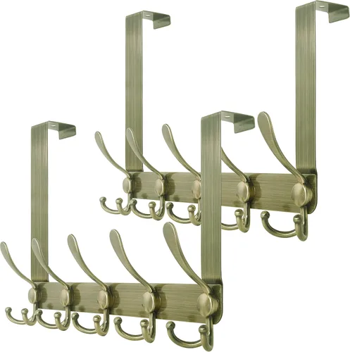 Miniatura 10 de SKOLOO Gancho sobre la puerta - para puertas de hasta 1-3/4' de espesor, colgador de puerta de metal con 5 ganchos triples, colgador sobre la puerta