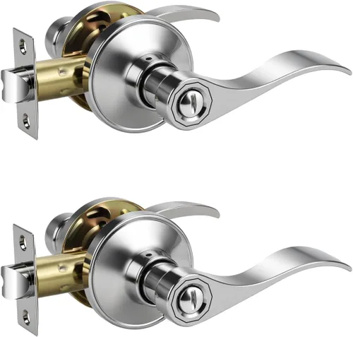 Miniatura 31 de KNOBWELL - Paquete de 2 pomos de puerta de bronce, manijas interiores para puerta de dormitorio y baño, manija de puerta de privacidad sin llave