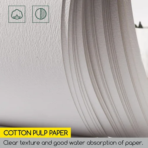 Miniatura 4 de MEEDEN Bloque de papel de acuarela de algodón de 8.3 x 12 pulgadas, papel de acuarela de superficie lisa, prensa caliente, 140 libras/300 gsm, 20