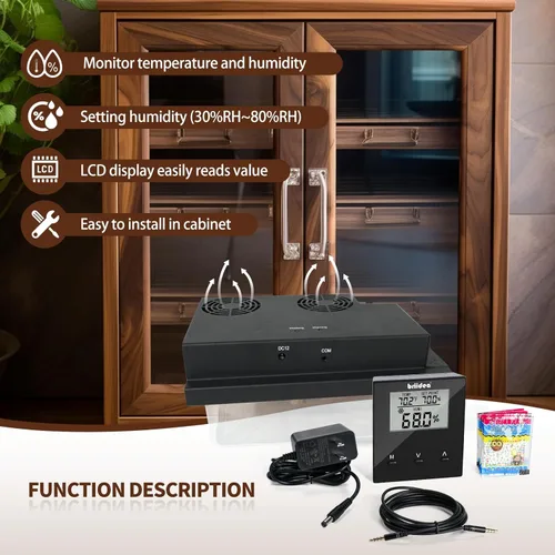 Miniatura 2 de Briidea Humidificador eléctrico para gabinetes de 10 a 16 pies cúbicos, ajustable de 30% a 80% de RH, control preciso de temperatura y humedad