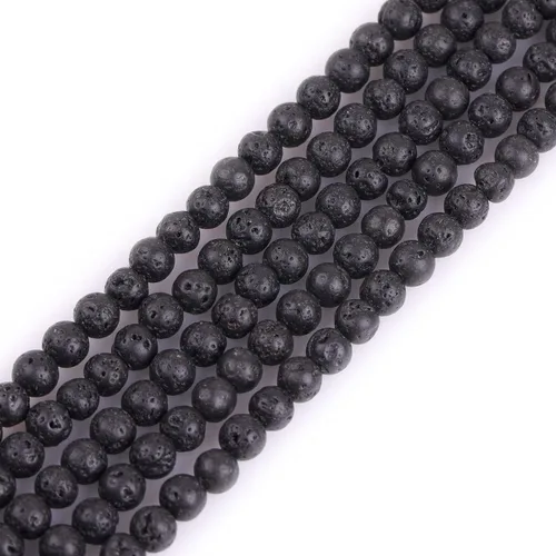 Miniatura 168 de GEM-Inside Cuentas sueltas de piedra natural de lava negra de 8 mm, redondas, piedra de energía para hacer joyas 15' Negro