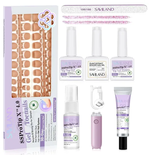 Miniatura 8 de Kit de pegamento de uñas sólido en gel Saviland y removedor de pegamento de uñas: luz UV para uñas, herramientas completas para uñas postizas