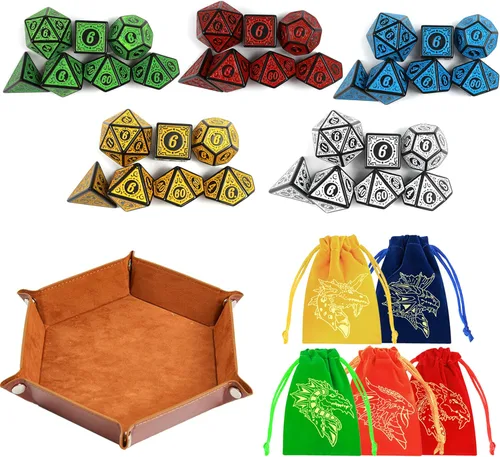 Miniatura 10 de DND Conjunto de Dados 42 Pzs Dados Poliédricos Dungeons and Dragons de Rodamiento para Juegos de Mesa D&D RPG MTG Dados al Por Mayor con Bolsas