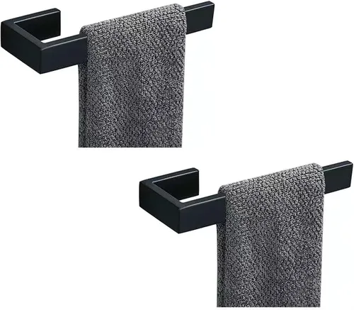 JOPOFI Toallero de mano de 2 piezas, toallero de acero inoxidable grueso para pared de baño, barra de toalla de mano rectangular de diseño moderno