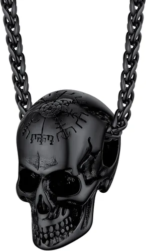Bestyle Collar con colgante de calaveralobo, cadena gótica para hombres y niños, gran estilo novedoso, joyería de declaración para fiesta casual