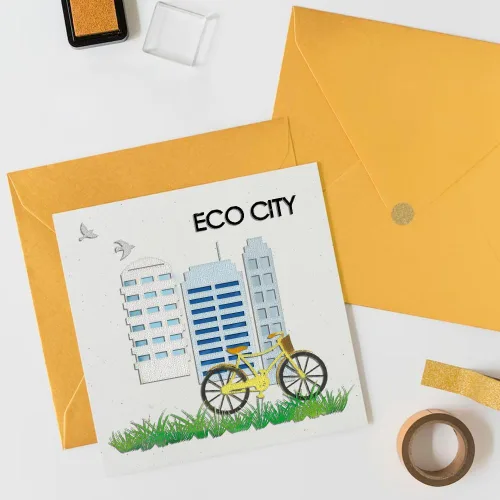 Miniatura 5 de Troqueles ecológicos para hacer tarjetas, ECO City Building Bike Troquel para álbumes de recortes, papel, manualidades, decoración, álbum