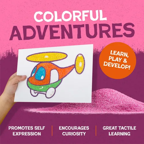 Miniatura 4 de Hygloss Arena de colores para manualidades – Botella de 1 libra, magenta – Juegos de arte de arena fina y colorida vibrante para niños – Actividades