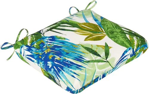 Miniatura 28 de Pillow Perfect Cojines de asiento de esquina cuadrados para exteriores e interiores, 16 x 18.5 pulgadas, selva verde con hojas exuberantes, 2 Selva