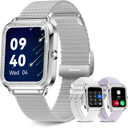 Reloj inteligente con pantalla táctil de 1.6 pulgadas para mujer (respuesta/hacer llamadas), rastreador de actividad y relojes inteligentes con