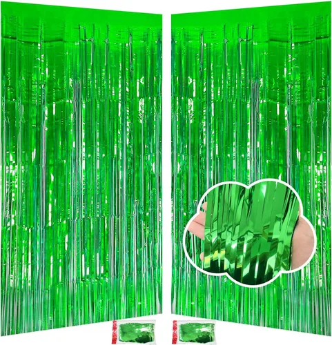Miniatura 16 de Cortinas de flecos de papel de aluminio de oropel negro de 3.3 x 8.2 pies, telón de fondo de flecos negros para decoración de fiestas